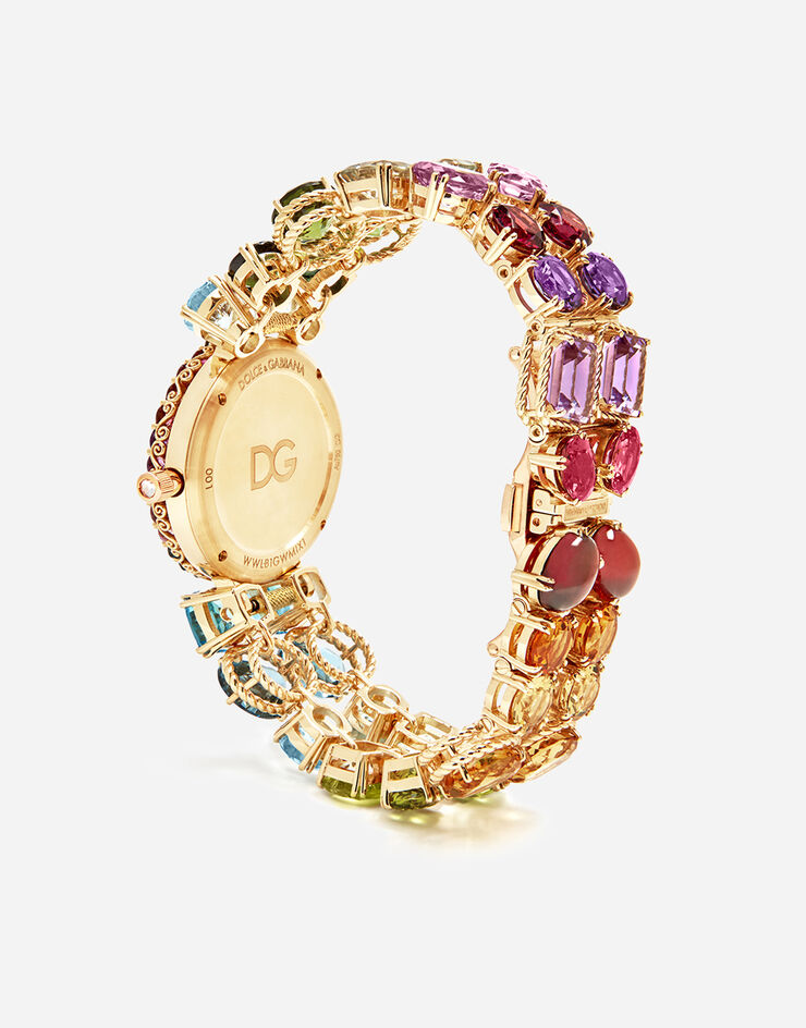 Dolce & Gabbana Montre avec pierres précieuses multicolores Doré WWLB1GWMIX1