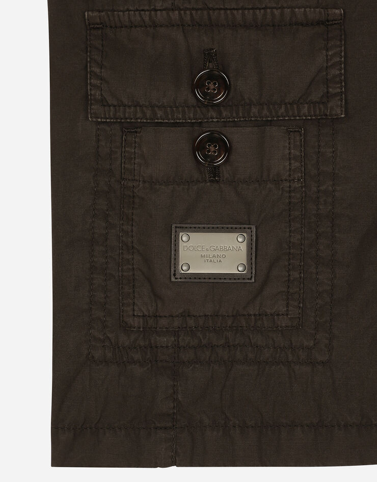 Dolce & Gabbana Cargo-Bermudas aus Popeline mit Logoplakette Braun L43Q53LY089