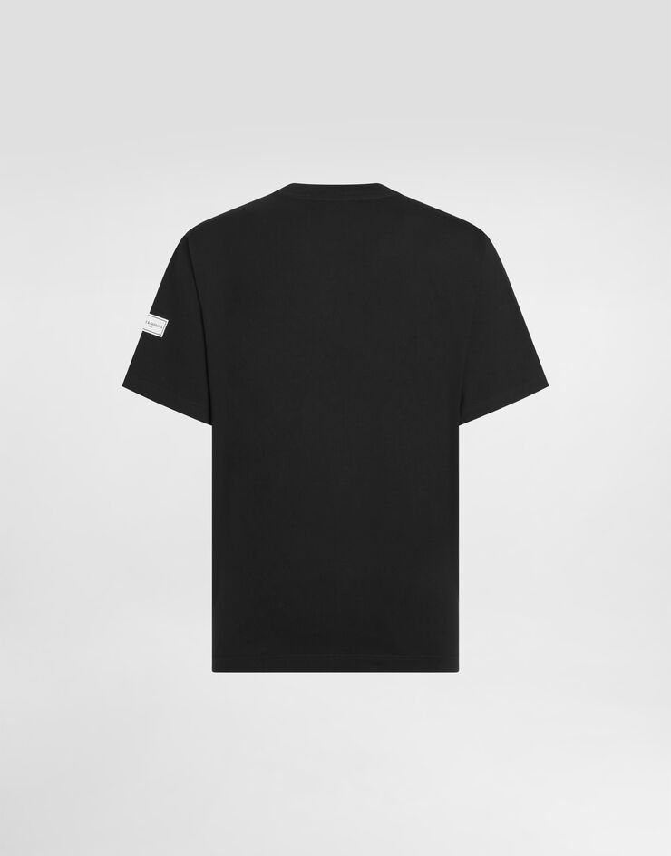 Dolce & Gabbana Short-sleeved T-shirt with DG logo patch Black G8PN9ZG7M2F