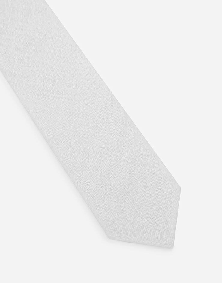 Dolce & Gabbana Krawatte aus Leinen DG-Logo Weiss GT149EFU4LG