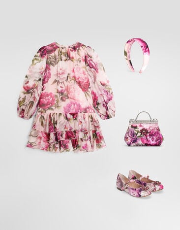 Dolce & Gabbana Peony-print chiffon dress Multicolor L54DO7G7Q0F