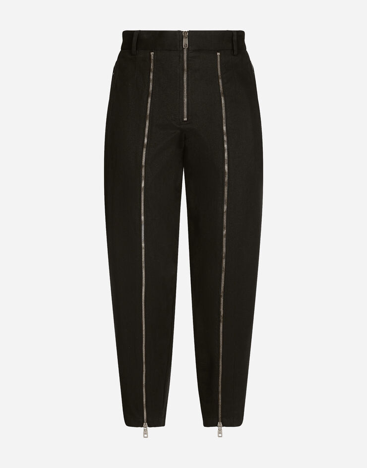 Dolce&Gabbana Washed stretch gabardine pants with zipper Black GV6QATFUFMV
