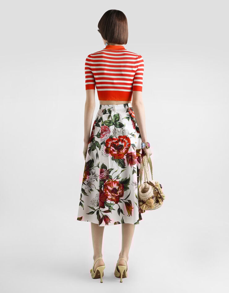 Dolce & Gabbana Faltenrock aus Popeline mit Blumenprint Drucken F4C10THS5TQ