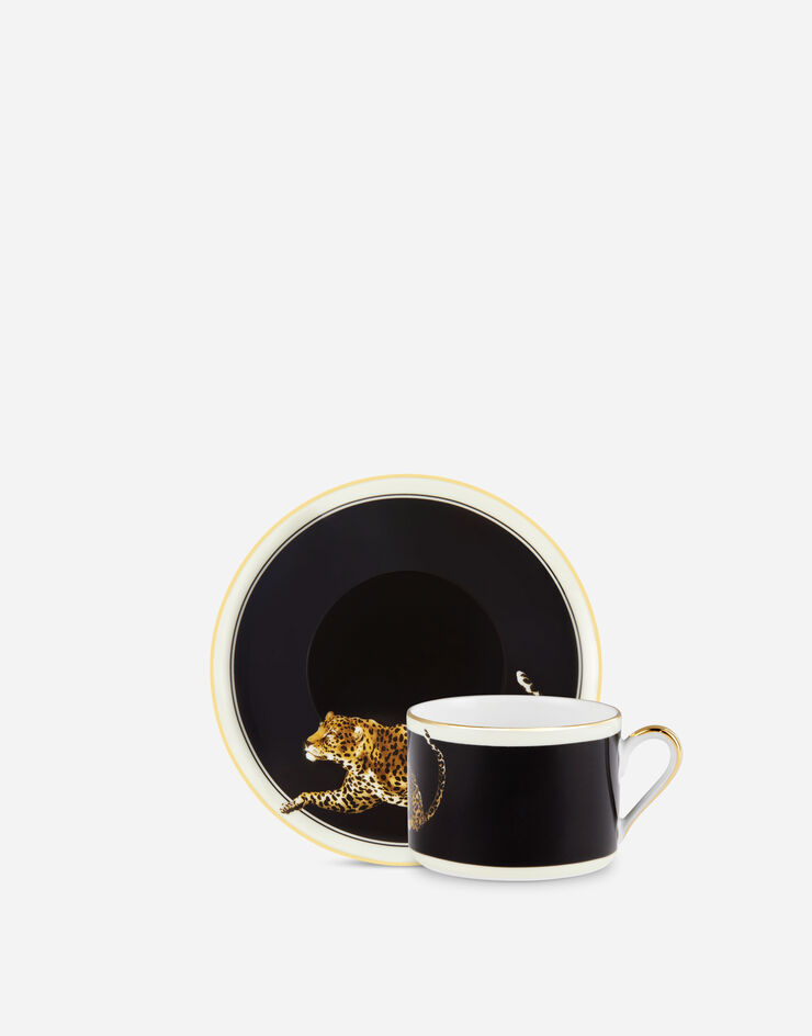 Dolce & Gabbana Tasse à Thé avec Soucoupe en Porcelaine Multicolore TC0093TCA44