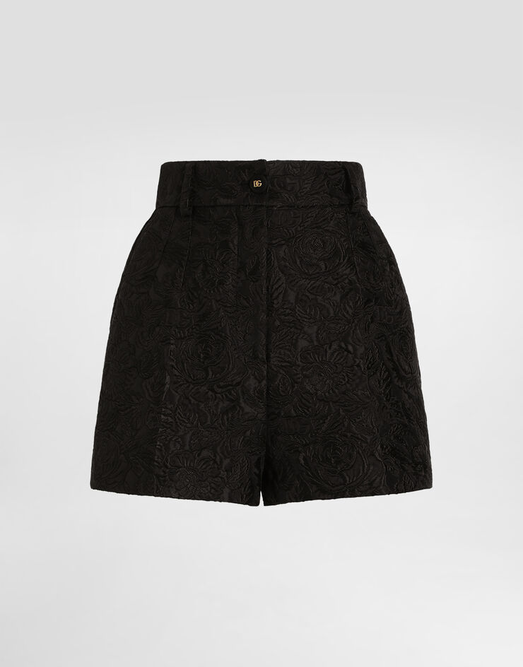 Dolce & Gabbana DG 徽标绗缝花卉提花短裤 黑 FTC9GTGDCSS