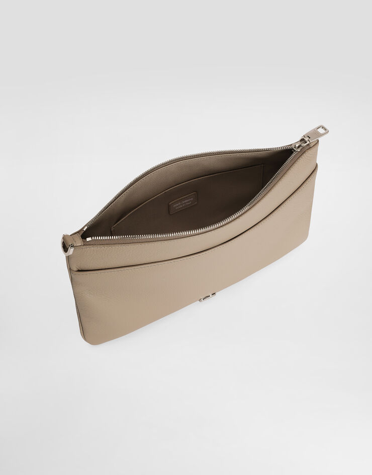Dolce & Gabbana Trousse de toilette en cuir de veau avec logo Dolce & Gabbana Trousse de toilette en cuir de veau avec logo Beige BP3294A0370