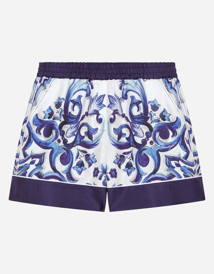 Dolce & Gabbana Twill shorts with yellow majolica print Multicolore L52Q33G7EY5
