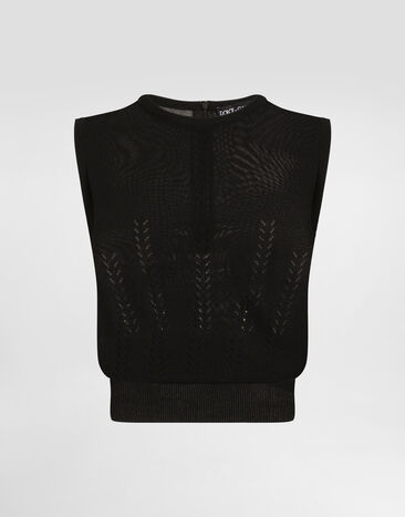 Dolce & Gabbana Sleeveless silk sweater Black FXT47TJBSLL