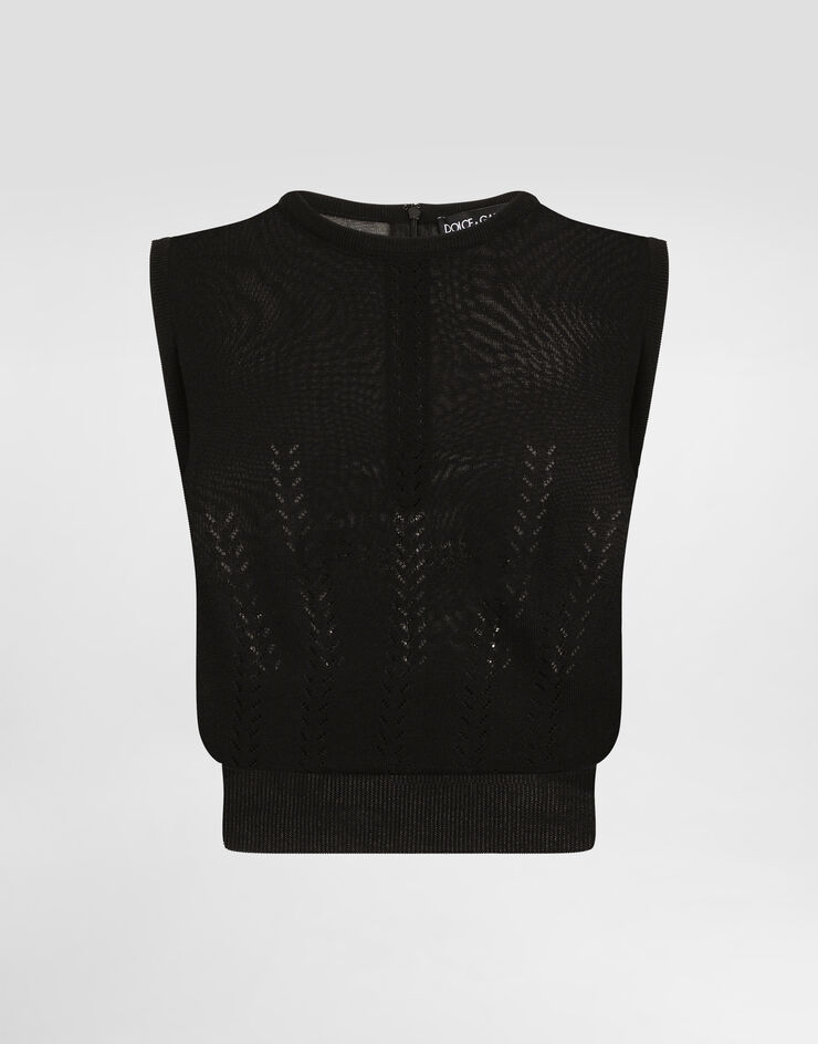 Dolce & Gabbana Sleeveless silk sweater Black FXT47TJBSLL