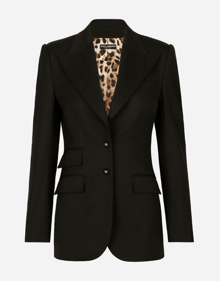 Dolce & Gabbana Chaqueta Turlington de gabardina con costuras Negro F29Z8TGDCL0