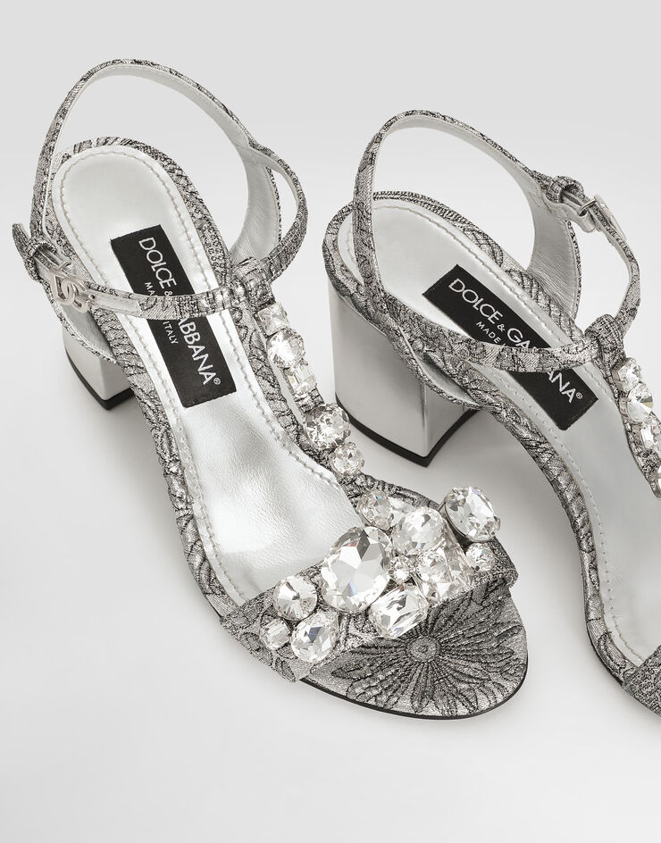Dolce & Gabbana Brocade sandals with stones embroidery Multicolor CR1921AS203