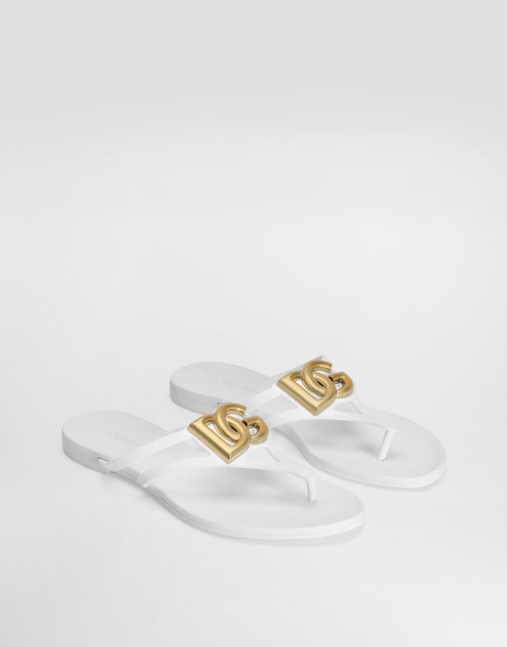 Dolce & Gabbana Rubber beachwear slides with logo White CW2418AY817