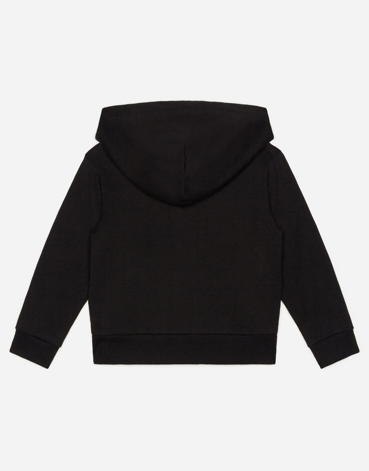 Dolce & Gabbana Jersey hoodie with logo embroidery Black L4JW3EG7SSZ