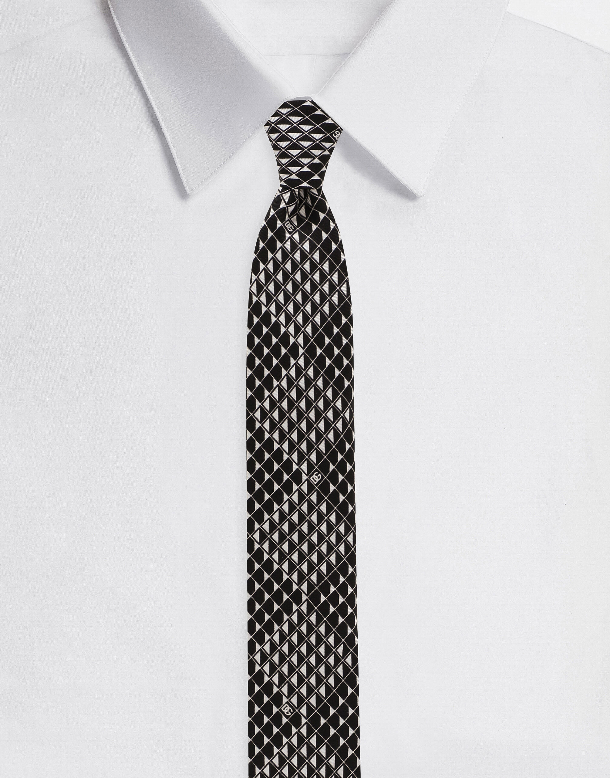 Dolce & Gabbana Krawatte aus bedrucktem Twill Weiss GT147EG0UBU