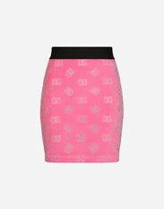Dolce & Gabbana Flocked jersey miniskirt with all-over DG logo Pink F4B7LTHLM7L