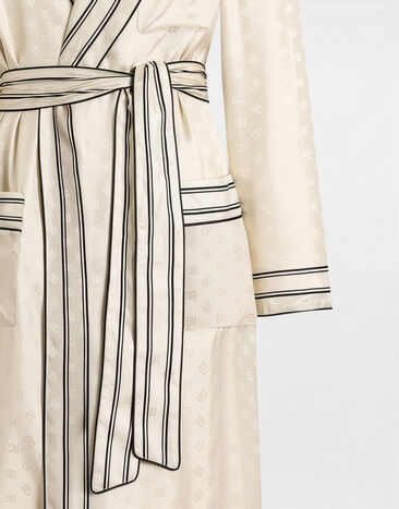 Dolce & Gabbana Logo and stripe-print twill robe Multicolor G031TTHI11S