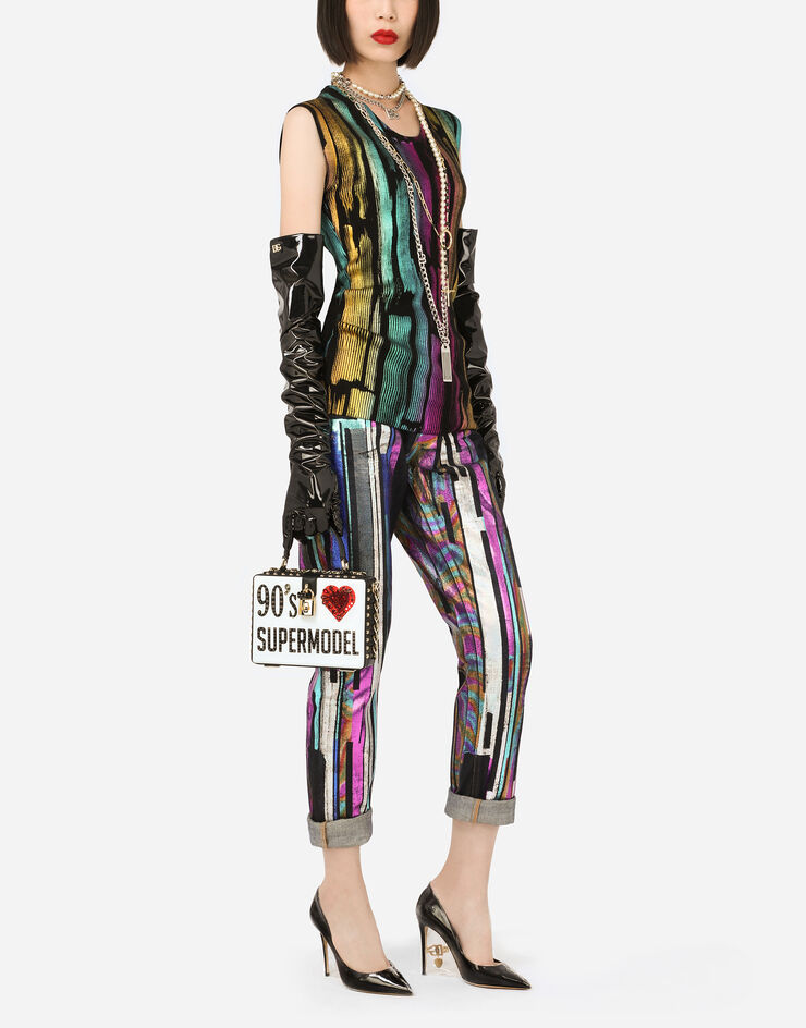 Dolce & Gabbana Calfskin Dolce Box bag with '90s print Multicolor BB5970AQ686