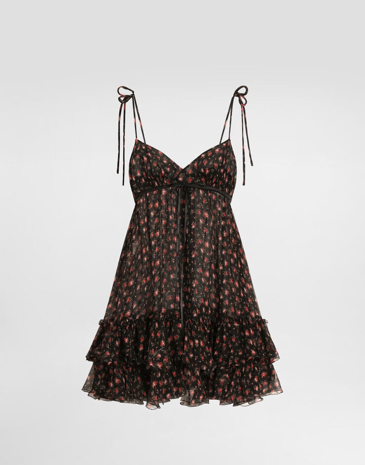 Dolce & Gabbana Small rose-print short chiffon dress Dolce & Gabbana Small rose-print short chiffon dress Multicolor F60HWTIS10I