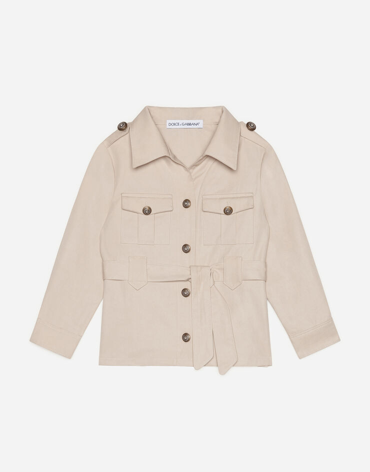 Dolce & Gabbana COTTON SAFARI JACKET WITH CROWN CREST BUTTONS BEIGE L53C87FU6WE
