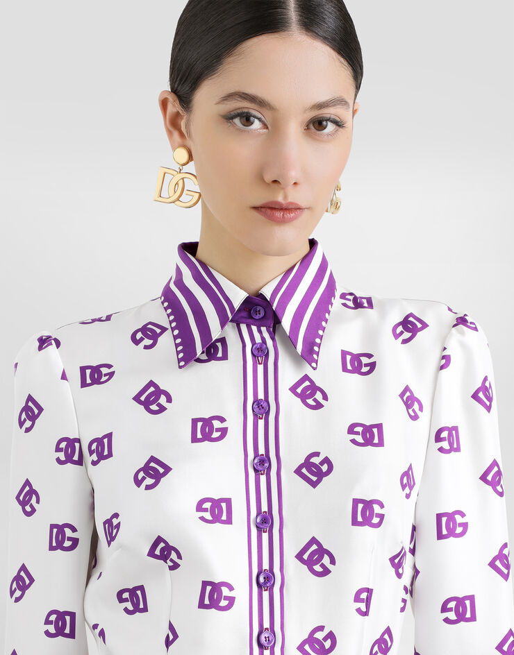 Dolce & Gabbana DG logo all-over print twill shirt dress Print F6TMNTHI1Z5