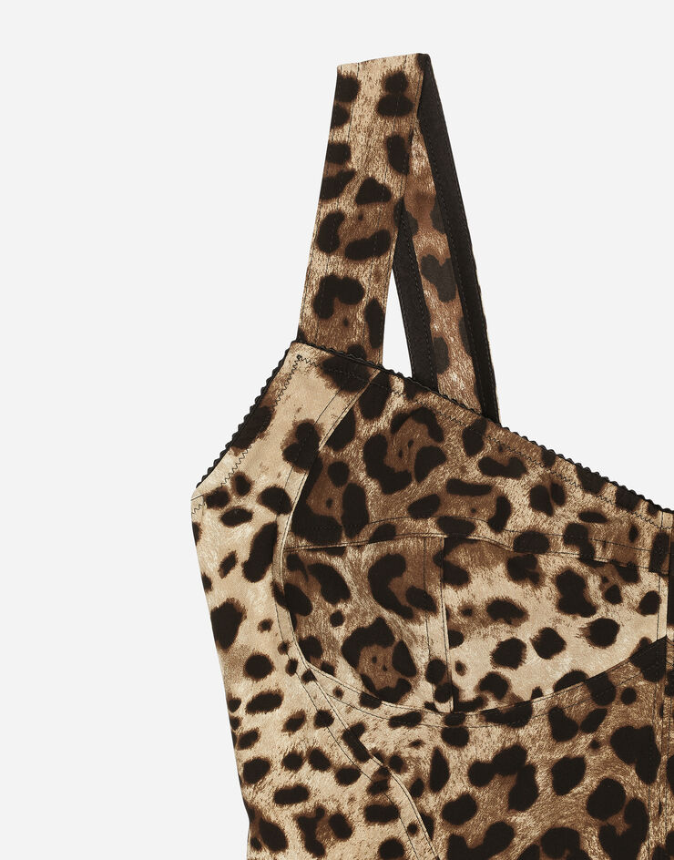 Dolce & Gabbana Leopard-print charmeuse bustier top Print F7W98TGDCLP