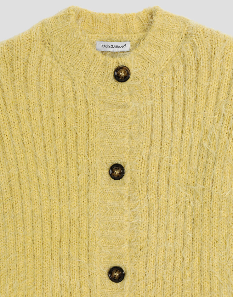 Dolce & Gabbana Ribbed cardigan Yellow L5KWMFJGMFF