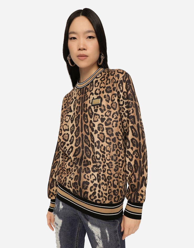 Dolce & Gabbana Leopard-print jersey sweatshirt Multicolor I9ABRWG7BPV