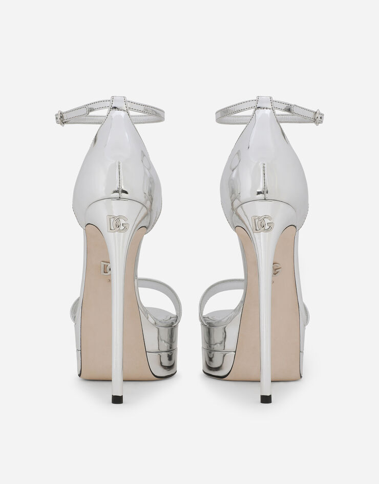 Dolce&Gabbana Mirrored-effect calfskin platform sandals Silver CR1246AY828