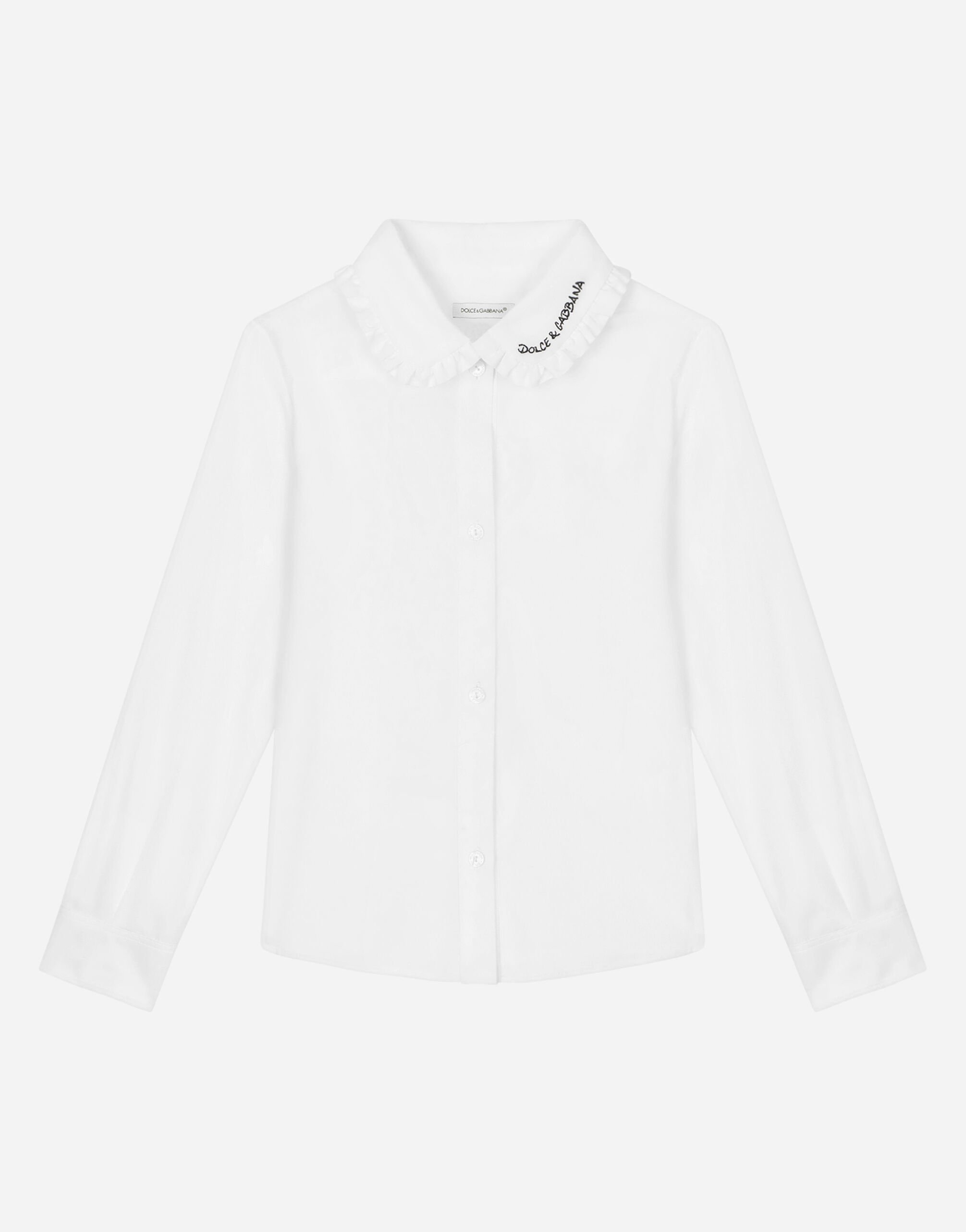 Dolce&Gabbana Poplin shirt with embroidered collar White L5JTKZG7JR4