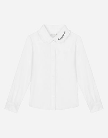 Dolce & Gabbana Camisa de popelina con bordado en el cuello Imprima L55S98FI5JT