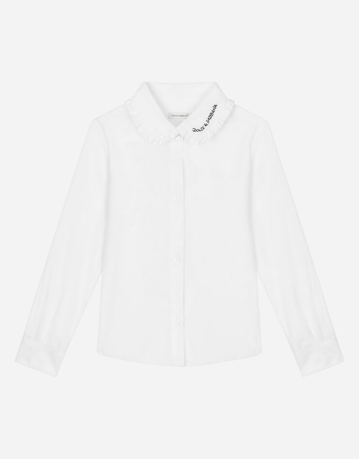DolceGabbanaSpa Camicia in popeline con ricamo sul colletto White L55S83G7JJ2