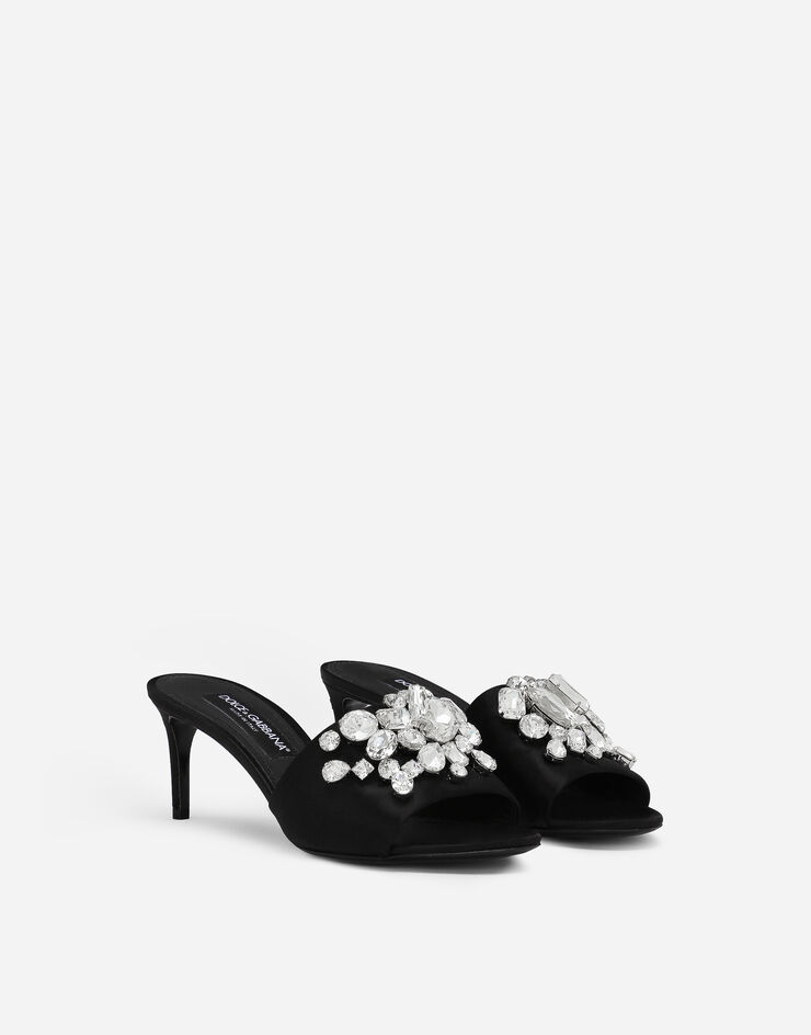 Dolce & Gabbana Mule de raso con bordado Negro CR1608AQ521