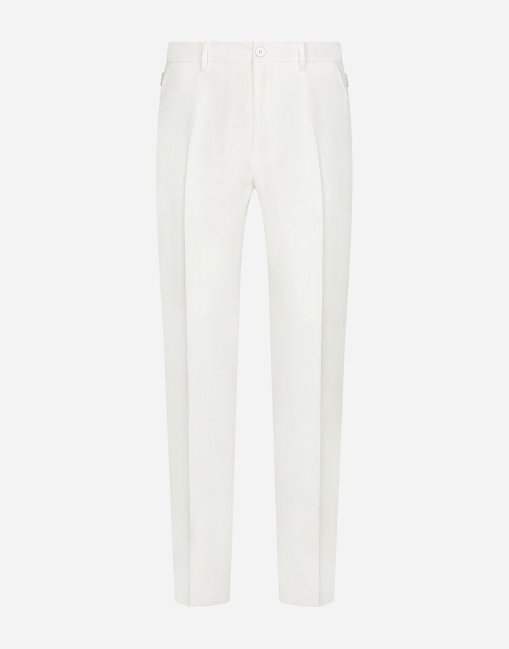 Dolce & Gabbana Pantalon en lin Blanc GY6IETFU4LF