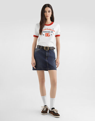 Dolce & Gabbana تي شيرت من جيرسي بطبعة White F8N08TGDDNG