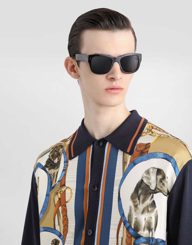 Dolce & Gabbana Camisa de seda y algodón con estampado Perros Imprima GXV90TJFMKO