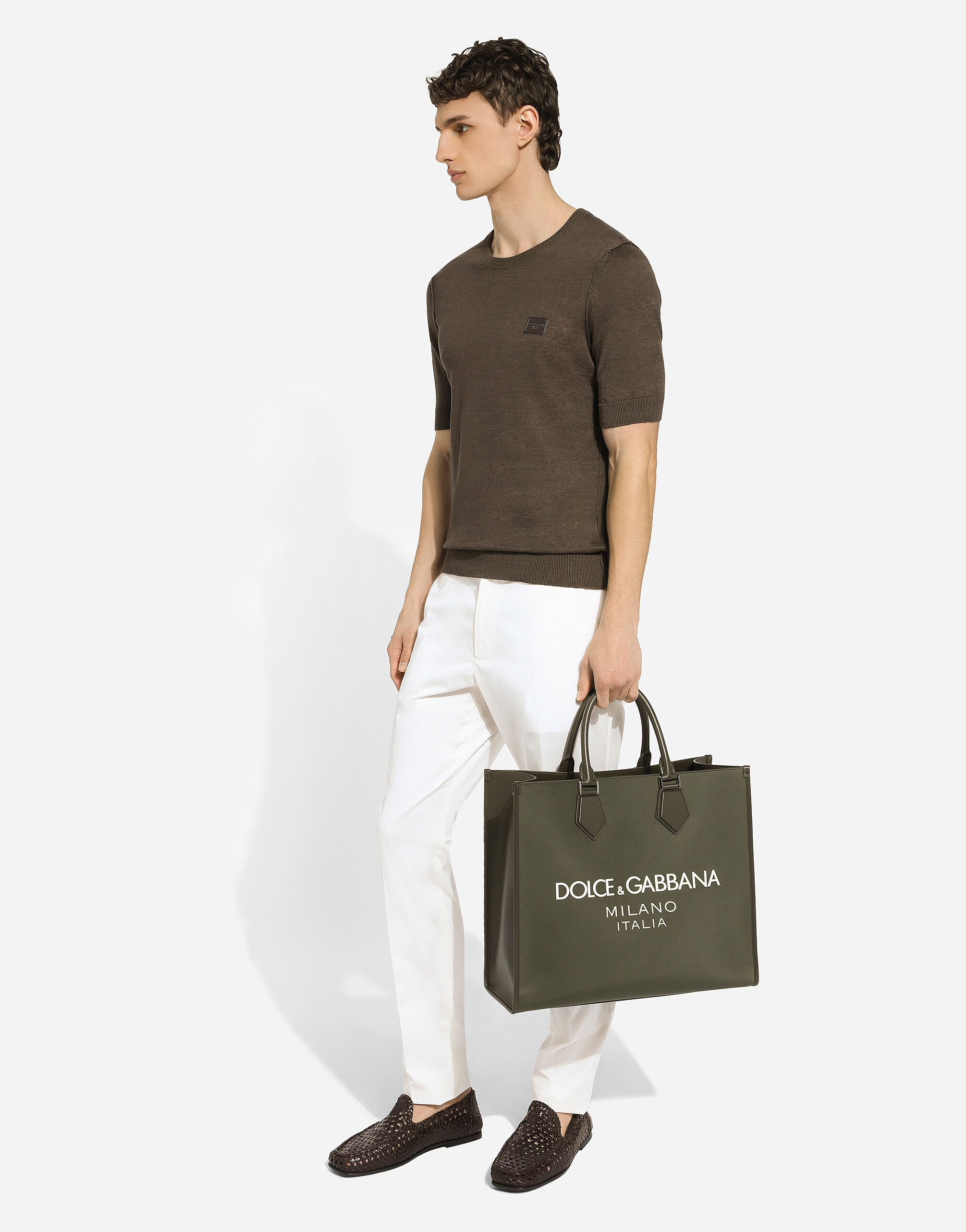 Large nylon shopper in Green for Men | Dolce&Gabbana® US