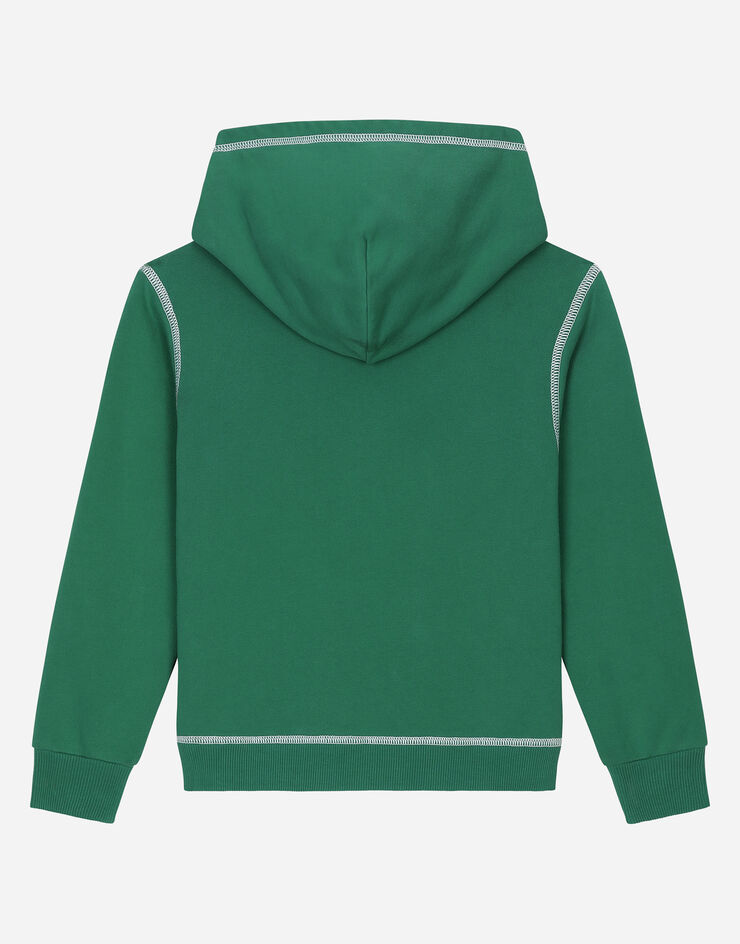 Dolce & Gabbana Jersey hoodie with contrasting stitching and Dolce&Gabbana logo Green L4JWKIG7NVV