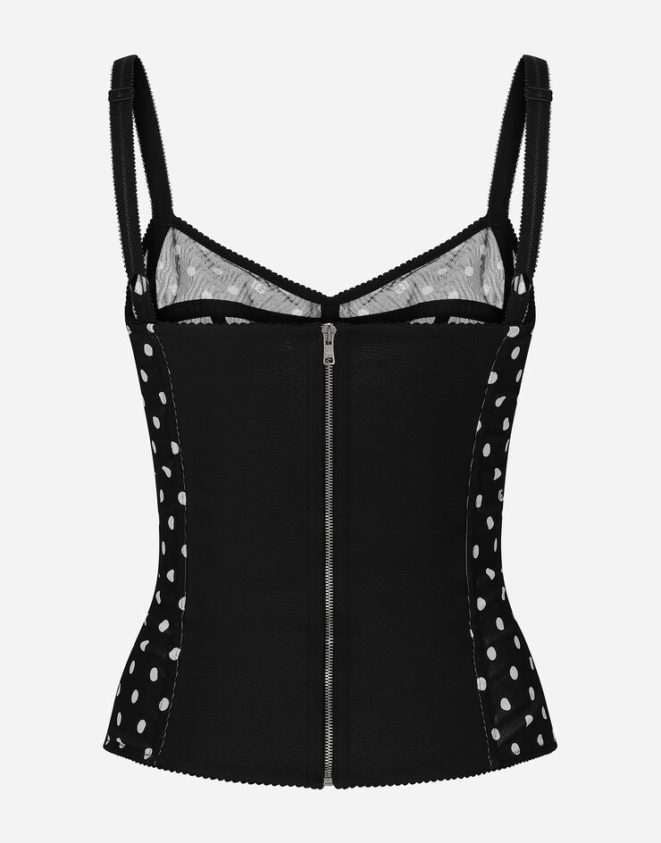 Dolce & Gabbana Polka-dot marquisette corset top Print F7AB8TFSUBG