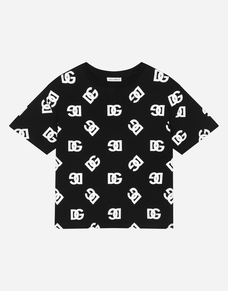 Dolce & Gabbana Jersey T-shirt with all-over DG logo print Multicolor L4JTGEG7F5O