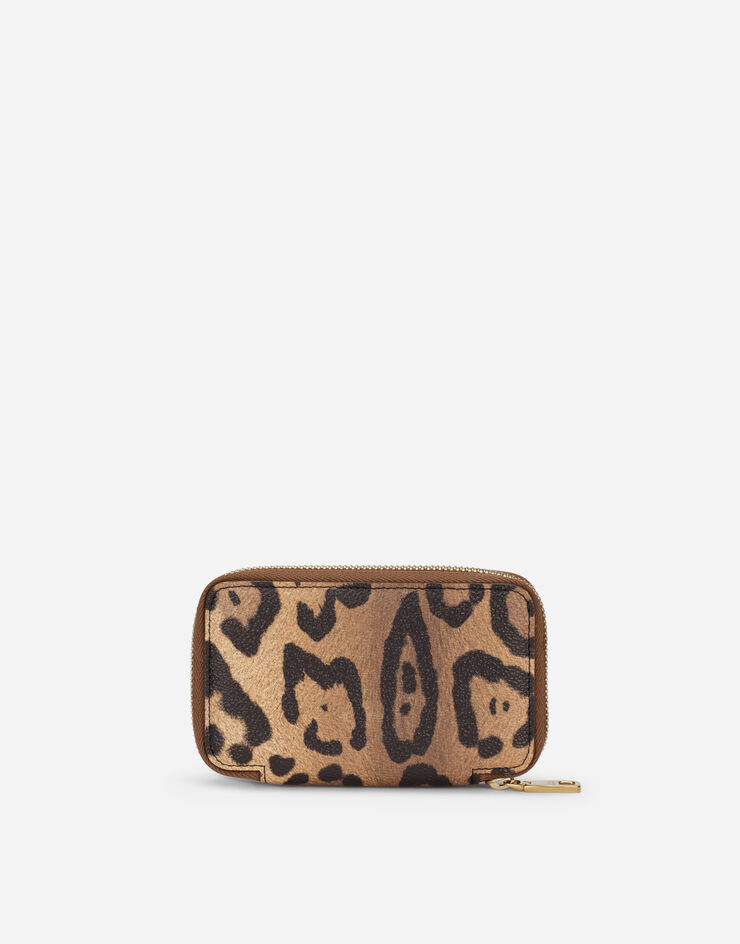 Dolce & Gabbana Porte-clés en crespo à imprimé léopard avec fermeture zippée et plaquette à logo Multicolore BI1361AW384