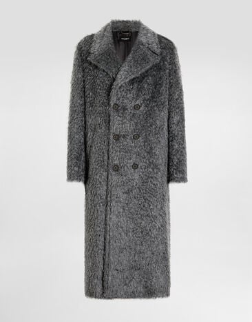 Dolce & Gabbana Double-breasted fur-effect coat Grey G054CTFUZDD