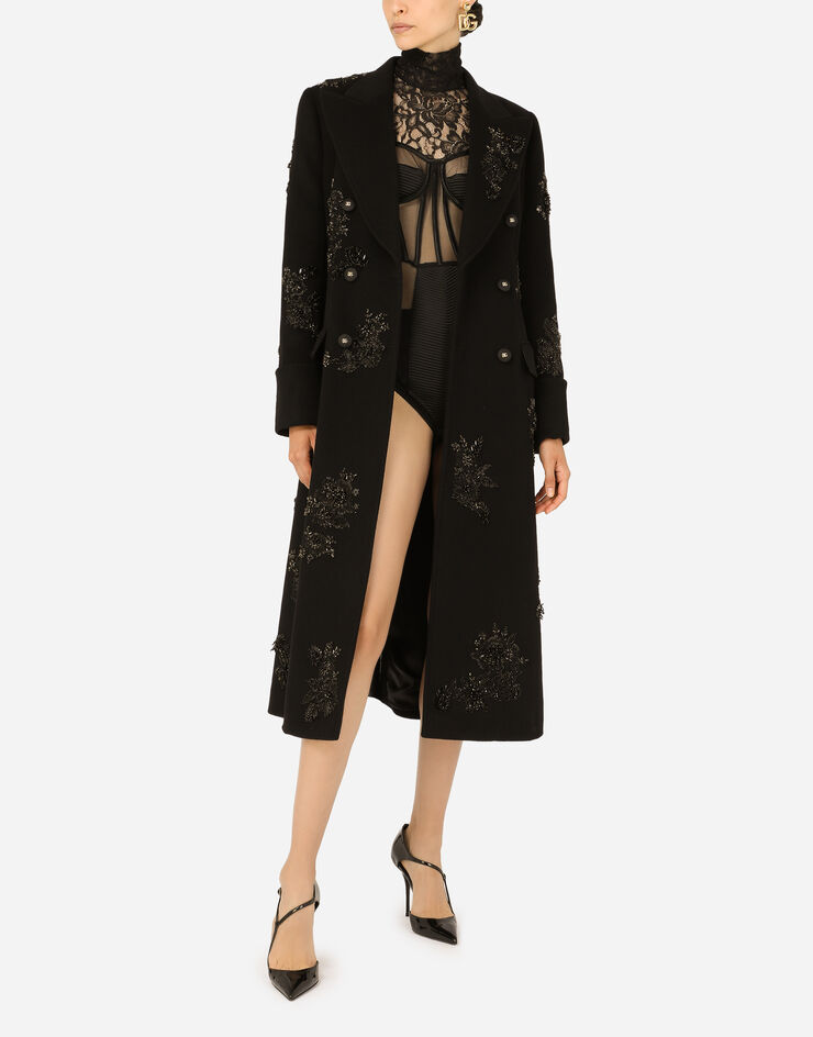 Dolce & Gabbana Long-sleeved lace bodysuit Black F751GTHLUAH