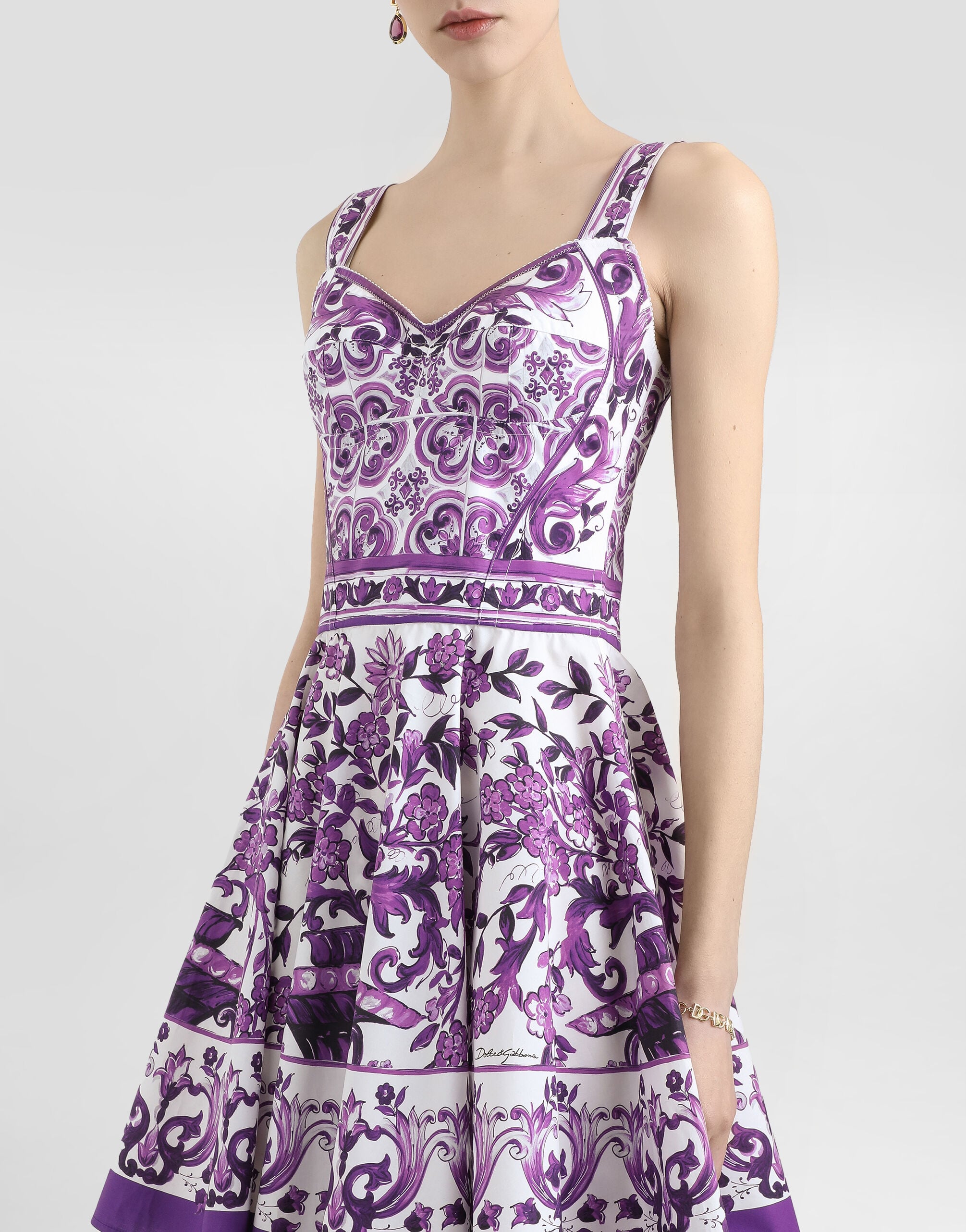 Majolica-print poplin dress in Multicolor for Women