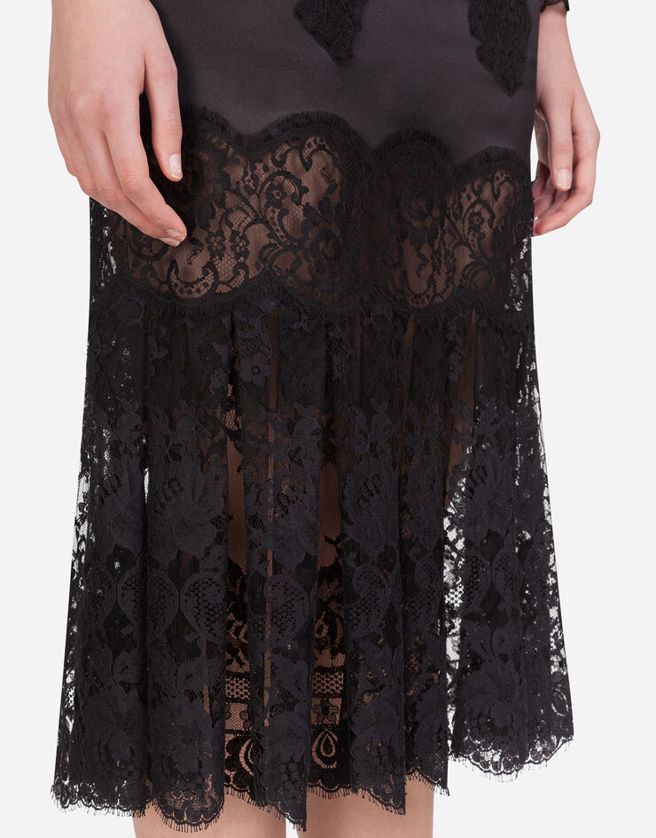 Dolce & Gabbana Lace and satin midi dress Noir F6E8WTFURAG