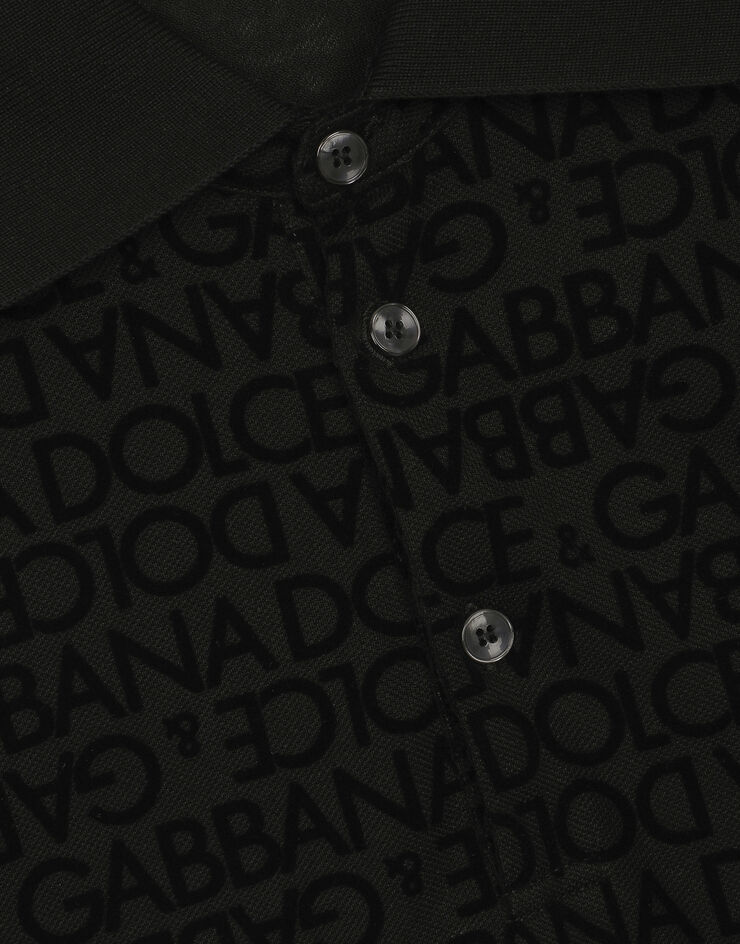 Dolce&Gabbana Piqué polo-shirt with flocked Dolce&Gabbana logo Black G8PT0TG7KV1