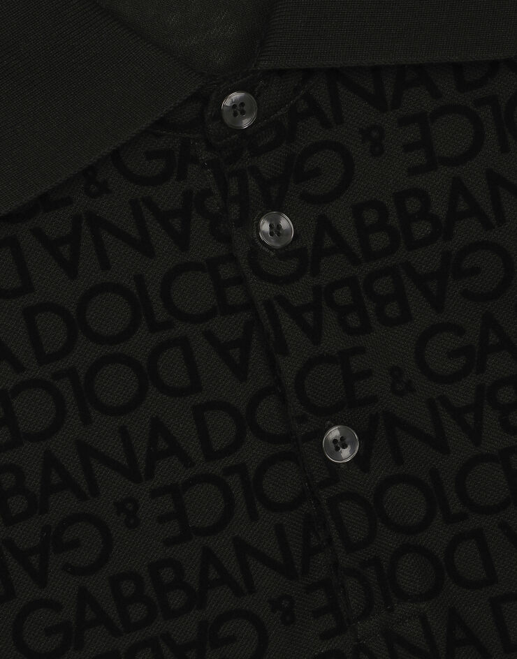 Dolce&Gabbana Piqué polo-shirt with flocked Dolce&Gabbana logo Black G8PT0TG7KV1