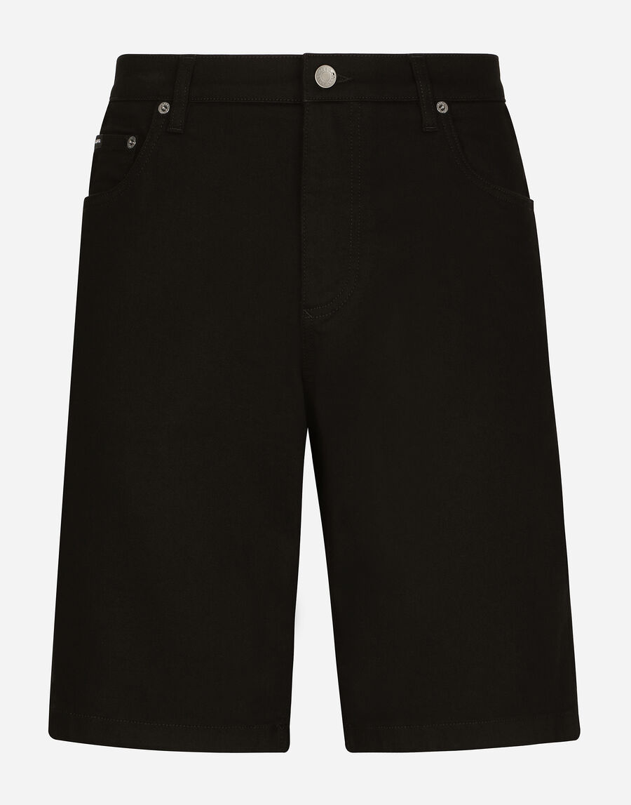 Black wash stretch denim shorts