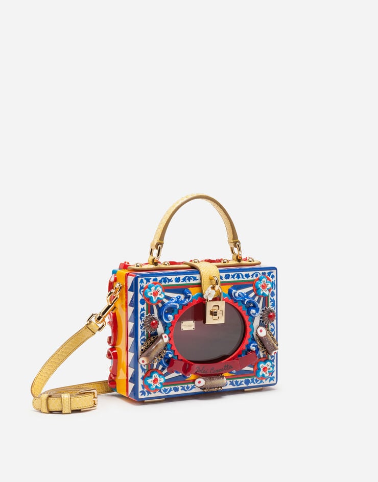 Dolce & Gabbana Dolce Box bag in hand-painted wood Multicolor BB5970A2H42