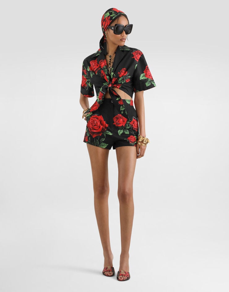 Dolce & Gabbana Rose-print poplin shorts Dolce & Gabbana Rose-print poplin shorts Multicolor FTBTPTHS5VL