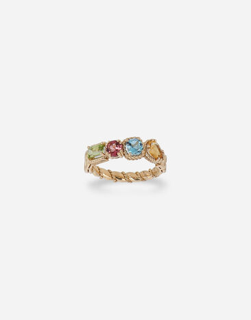 Dolce & Gabbana 18 kt yellow gold ring with multicolor fine gemstones Gold WRQA1GWQC01